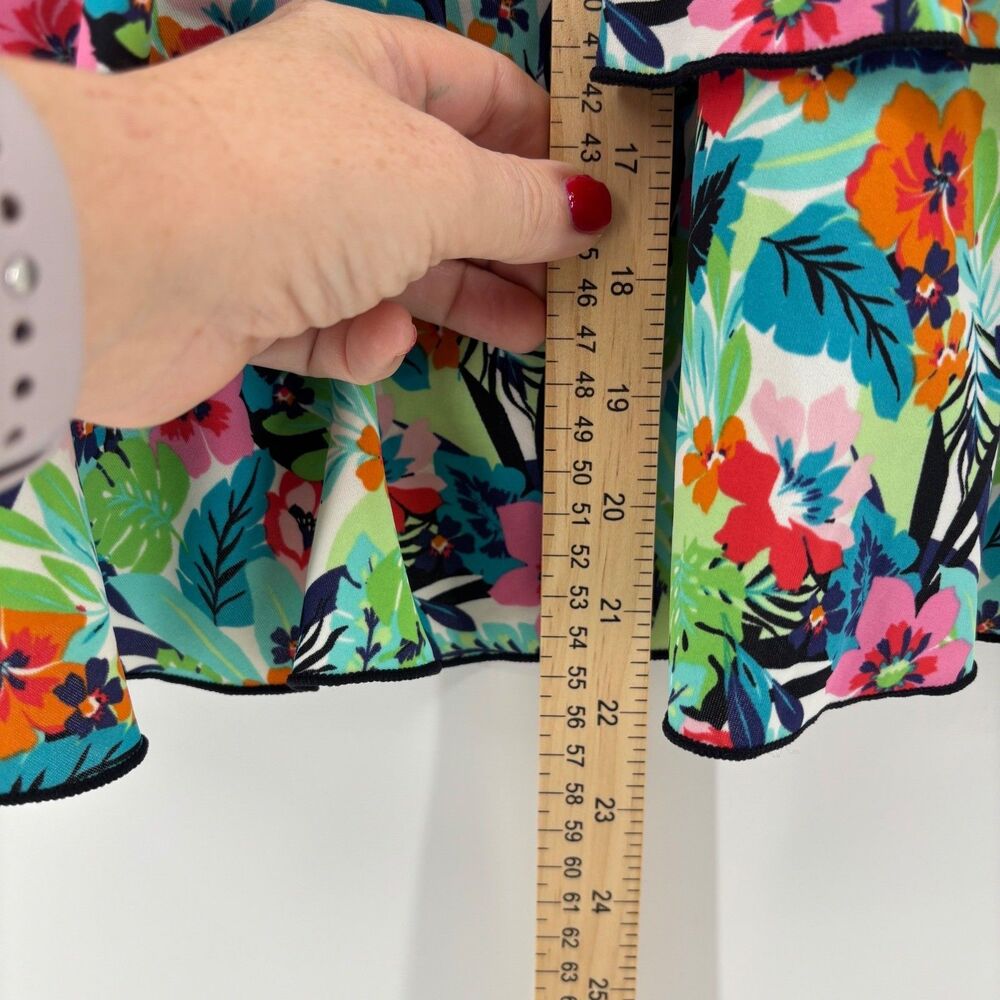 A Shore Fit! Thigh Solutions Swim Dress Top Multi Floral Women 22W Tiered Ruffle - Picture 3 of 8